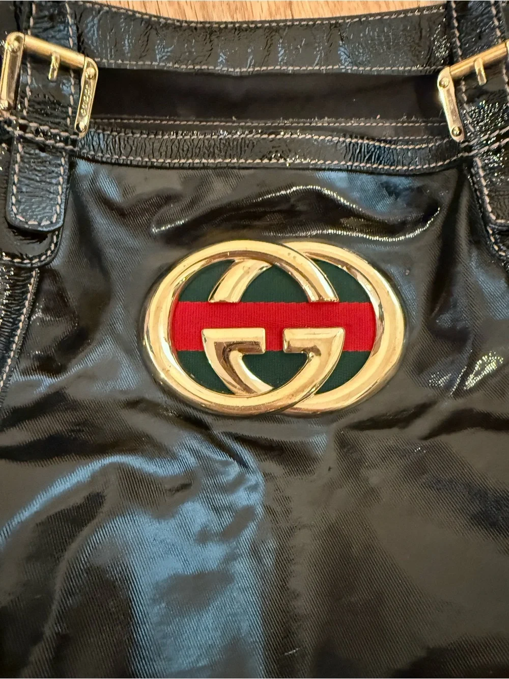 Gucci patent tote bag